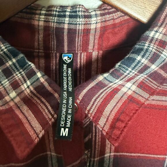 Kuhl Women's Red Maroon Plaid Shirt Popover Women's Size Medium Style# 8219 - Picture 15 of 16